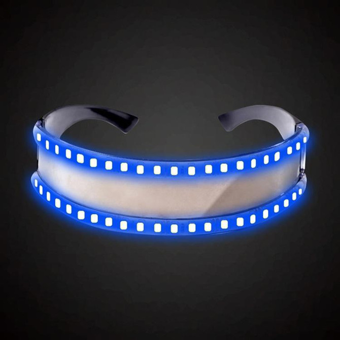 LED Glasses Luminous Party Classic Toys for Dance DJ Party Mask Costumes Props Gloves(Blue glow)