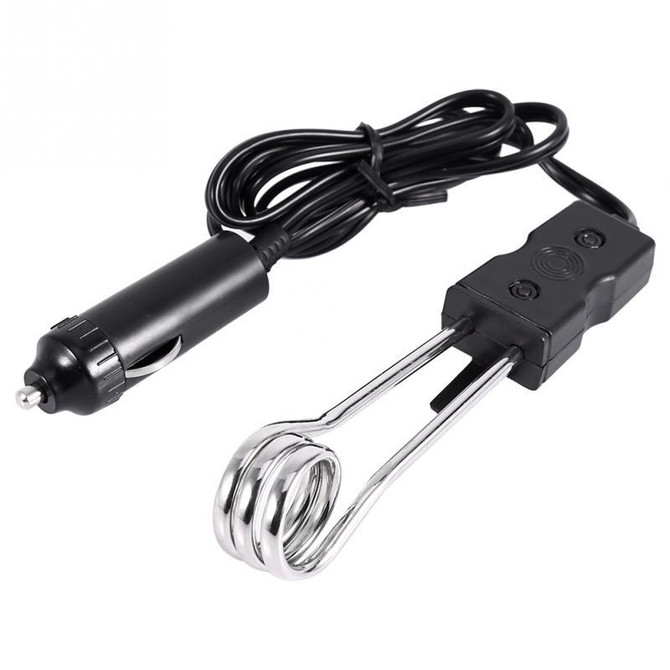 Portable 12V/24V Electric Car Boiled Immersion Water Heater Traveling Camping Picnic, Voltage:12V(Black)