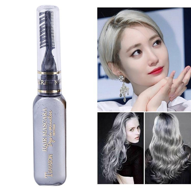 One-time Hair Temporary Color Hair Dye Non-toxic DIY Hair Color Mascara Dye Cream Hair(Gray)