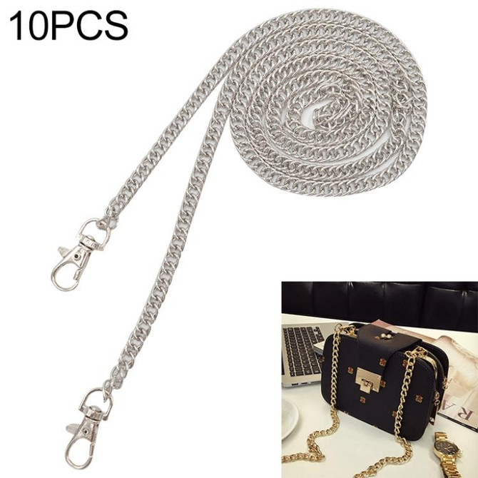 10 PCS Metal Chain Shoulder Bags Handbag Buckle Handle DIY Double Woven Iron Chain Belt 40cm(Silver)