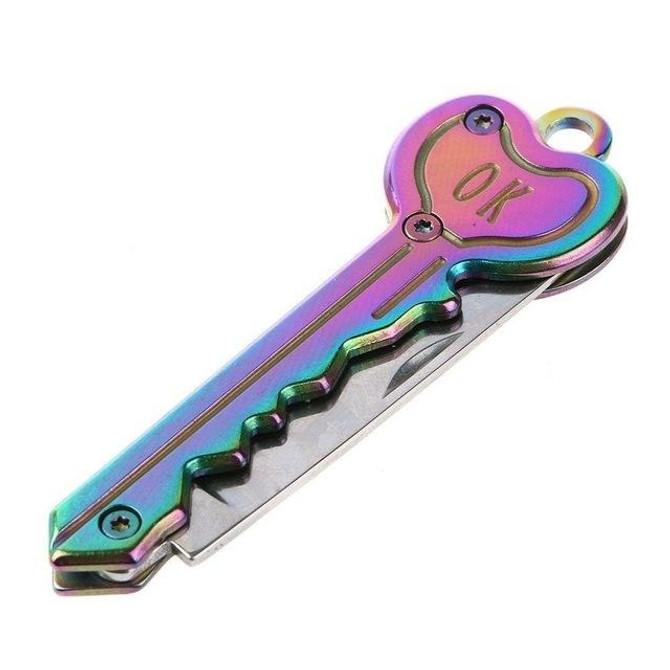 Mini Key Knife Camp Outdoor Keyring Ring Keychain Fold Self Defense Security Multi Tool(Multi-color)