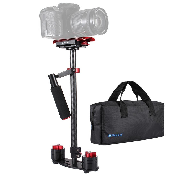 PULUZ 38.5-61cm Carbon Fibre Handheld Stabilizer for DSLR & DV Digital Video & Cameras, Load Range: 0.5-3kg(Red)