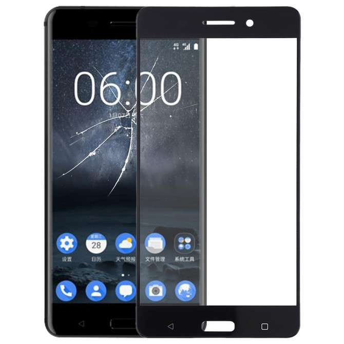 Front Screen Outer Glass Lens for Nokia 6 TA-1000 TA-1003 TA-1021 TA-1025 TA-1033 TA-1039(Black)