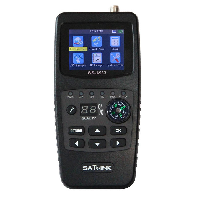 SATLINK WS6933 Portable Digital Satellite Finder Meter, 2.1 inch LCD Colour Screen, DVB-S2/S Signal Pointer(EU Plug)