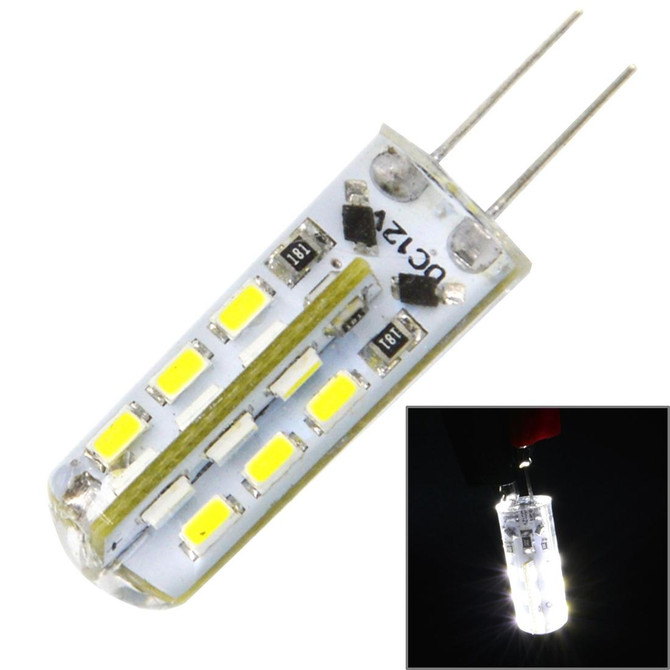 G4 2W 120LM Silicone Corn Light Bulb, 24 LED SMD 3014, White Light, DC 12V