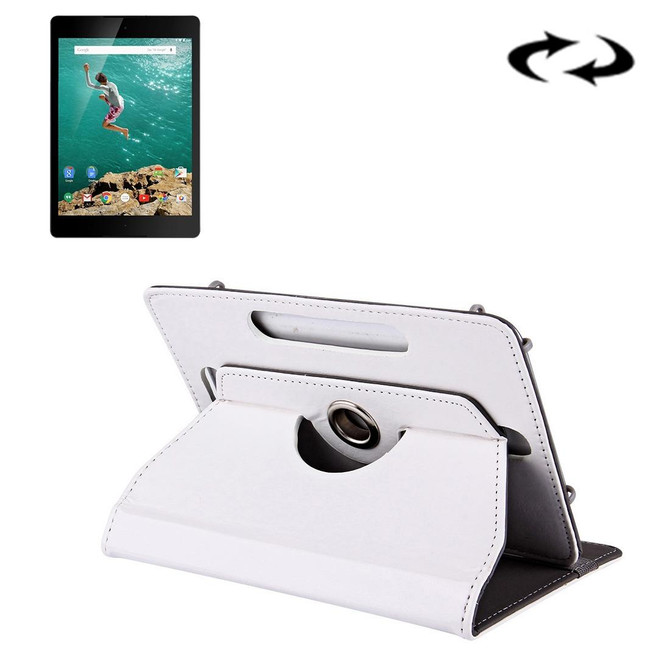 9 inch Tablets Leather Case Crazy Horse Texture 360 Degrees Rotation Protective Case Shell with Holder for ONDA V891w, Ramos i9s Pro & Win8, Colorfly i898W & i898A(White)