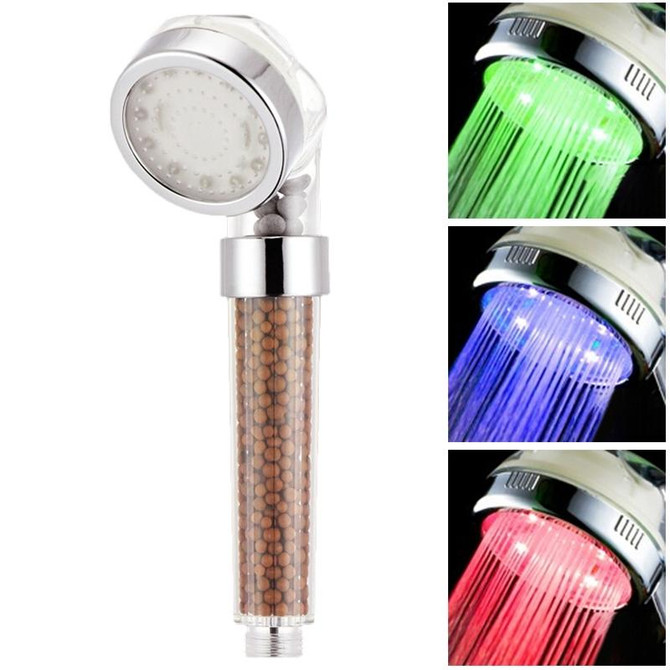 SDS-A23 15 LEDs ABS Temperature Sensor Negative Ions RGB LED Shower Head, Size: 23 x 6.5 x 5.8cm, Interface:  20mm