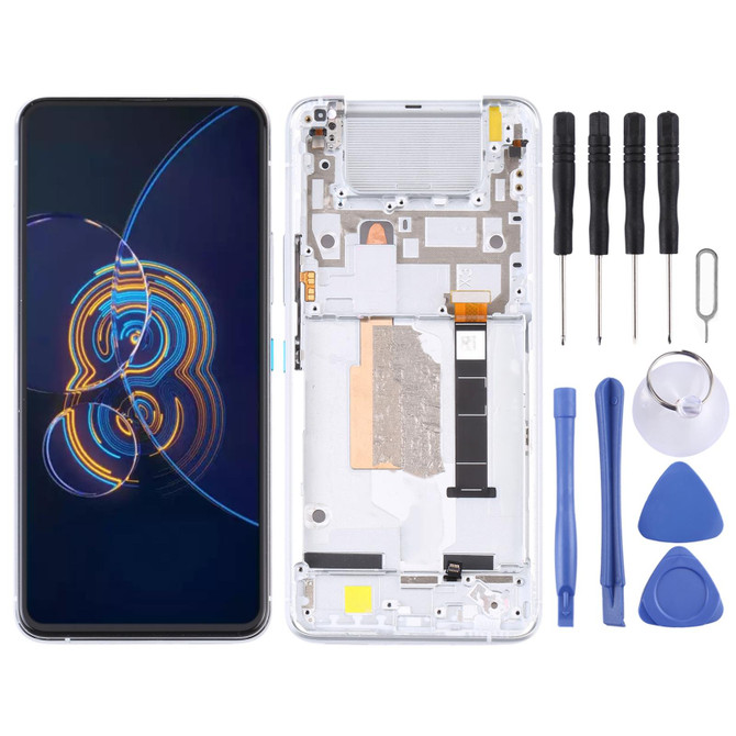 Original LCD Screen for Asus Zenfone 8 Flip ZS672KS Digitizer Full Assembly with FrameSilver)