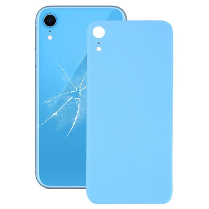 Easy Replacement Big Camera Hole Glass Back Battery Cover with Adhesive for iPhone XR(Blue)