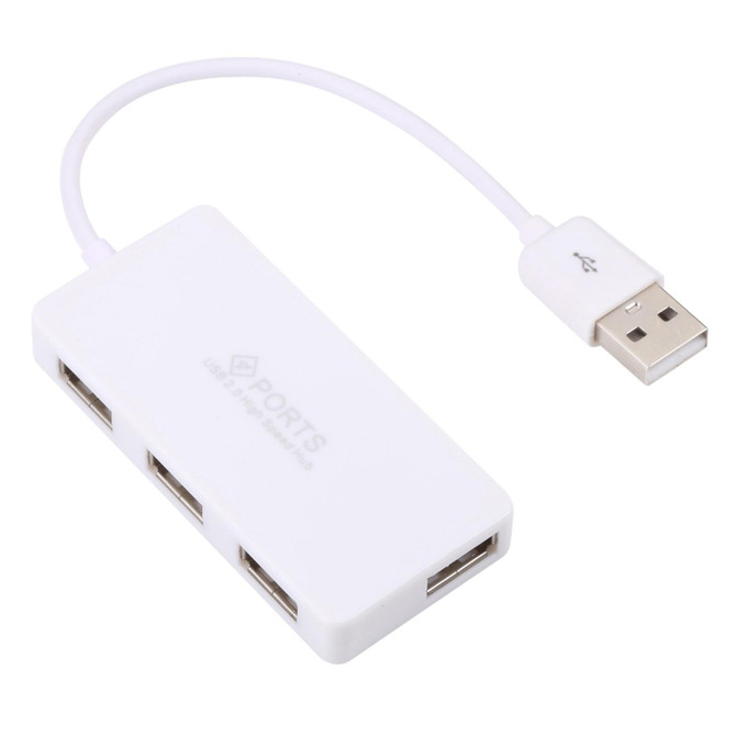 4 Ports USB 2.0 HUB, Plug and Play, White(White)