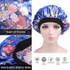 2 PCS Women Satin Night Sleep Cap Hair Bonnet Hat Silk Head Cover Wide Elastic Band(Magenta Flower)