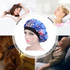 2 PCS Women Satin Night Sleep Cap Hair Bonnet Hat Silk Head Cover Wide Elastic Band(Magenta Flower)