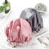 Lovely Thick Women Satin Colorful Double Waterproof Hair Cover Bathing Cap(Gold)