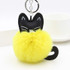 Fluffy Rabbit Fur Ball Cat Head Doll Toy Pompom Plush Keychains(Coffee)