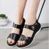 Simple and Versatile Non-slip Wear-resistant Flat Bottom Sandals for Women (Color:Black Size:39)