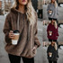 Long-sleeved Hooded Solid Color Women Sweater Coat (Color:Black Size:S)