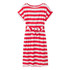 Slim-fit Waist Slimming Round Neck Striped Belt Dress (Color:Thick Red Size:M)