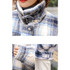 Down Jacket Lovers With The Same Paragraph Lamb Wool Coat Plaid Mori Retro Stand-up Collar Tooling Cotton Coat (Color:Blue grid Size:XXL)