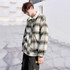 Down Jacket Lovers With The Same Paragraph Lamb Wool Coat Plaid Mori Retro Stand-up Collar Tooling Cotton Coat (Color:Grey grid Size:L)