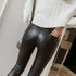 Frosted Matte Stretch Skinny High-waisted Trousers (Color:Black Thin Velvet Size:S)