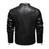 Autumn and Winter Letters Embroidery Pattern Tight-fitting Motorcycle Leather Jacket for Men (Color:Dark Blue Size:XXL)