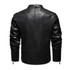 Autumn and Winter Letters Embroidery Pattern Tight-fitting Motorcycle Leather Jacket for Men (Color:Dark Blue Size:XL)