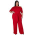 Solid Color Oblique Shoulder Strap Jumpsuit Wide-leg Pants (Color:Red Size:XXXL)