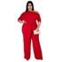 Solid Color Oblique Shoulder Strap Jumpsuit Wide-leg Pants (Color:Red Size:XXXL)