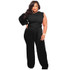 Women Plus Size Sweatpants Wide Leg Pants (Color:Black Size:XXXXL)