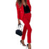 2 in 1 Solid Color Long Sleeve  Trouser Suit for Ladies (Color:Color Blue Size:M)