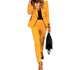 2 in 1 Solid Color Long Sleeve  Trouser Suit for Ladies (Color:Yellow Size:L)