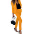 2 in 1 Solid Color Long Sleeve  Trouser Suit for Ladies (Color:Yellow Size:L)