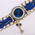 Women Round Dial Diamond Braided Hand Strap Quartz Watch with Key Pendant(Sky Blue)