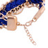 Women Round Dial Diamond Braided Hand Strap Quartz Watch with Key Pendant(Blue)