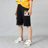 Boys Fashion Label Short Pants Overalls (Color:Black Size:130cm)