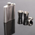 Portable Stainless Steel Hip Flask Set With Wine Glass Funnel(7OZ Jack Black Core)