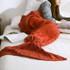 Mermaid Tail Blanket For Adult Super Soft Sleeping Knitted Blankets, Size:90 X50cm(Watermelon Red)