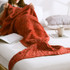 Mermaid Tail Blanket For Adult Super Soft Sleeping Knitted Blankets, Size:90 X50cm(Watermelon Red)