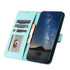 For OPPO Reno8 Datura Flower Embossed Flip Leather Phone Case(Light blue)