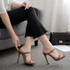 Ladies High Heel Sandals Fashion Sexy Strappy Sandals, Size: 37(Black)