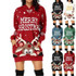 Women Christmas Elk Print Long Sleeve Sweatshirt Dress (Color:Blue Size:L)