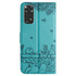 For Xiaomi Redmi Note 11 Global Cat Embossing Pattern Leather Phone Case with Lanyard(Blue)