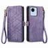 For Realme 10 Pro+ Geometric Zipper Wallet Side Buckle Leather Phone Case(Purple)