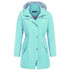 Casual  Women Waterproof Waist Hooded Long Coat, Size:XXL (Water Blue)