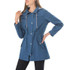 Casual  Women Waterproof Waist Hooded Long Coat, Size:XXL (Water Blue)