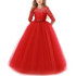 Girls Party Dress Children Clothing Bridesmaid Wedding Flower Girl Princess Dress, Height:140cm(Red)