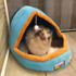 Pet Dog Cat  Warm Soft Bed Pet Cushion Dog Kennel Cat Castle Foldable Puppy House with Toy Ball, Size:M(Blue)