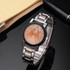 2 PCS Brown Glass Gear Tungsten Steel Strap Watch for Men / Women(Women White)