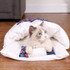 Closed Removable and Washable Cat Litter Sleeping Bag Winter Warm Dog Kennel, Size: M(Navy Blue Cat)