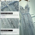 Sexy V-neck Evening Dress Robe Tulle Applique Evening Dresses, Size:S (Silver Gray)